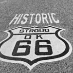 The Historic Route 66 road shield in Stroud, Oklahoma